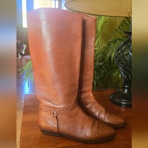 Etienne Aigner Riding Boots Size 7 Brown Leather Pull On Vintage